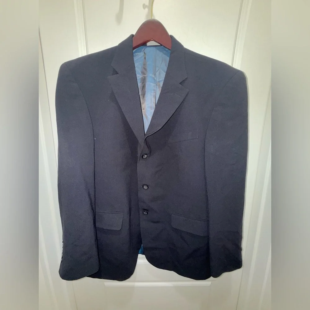 Oscar de la Renta. Wool Suit Jacket. Black. Size 44 Short.